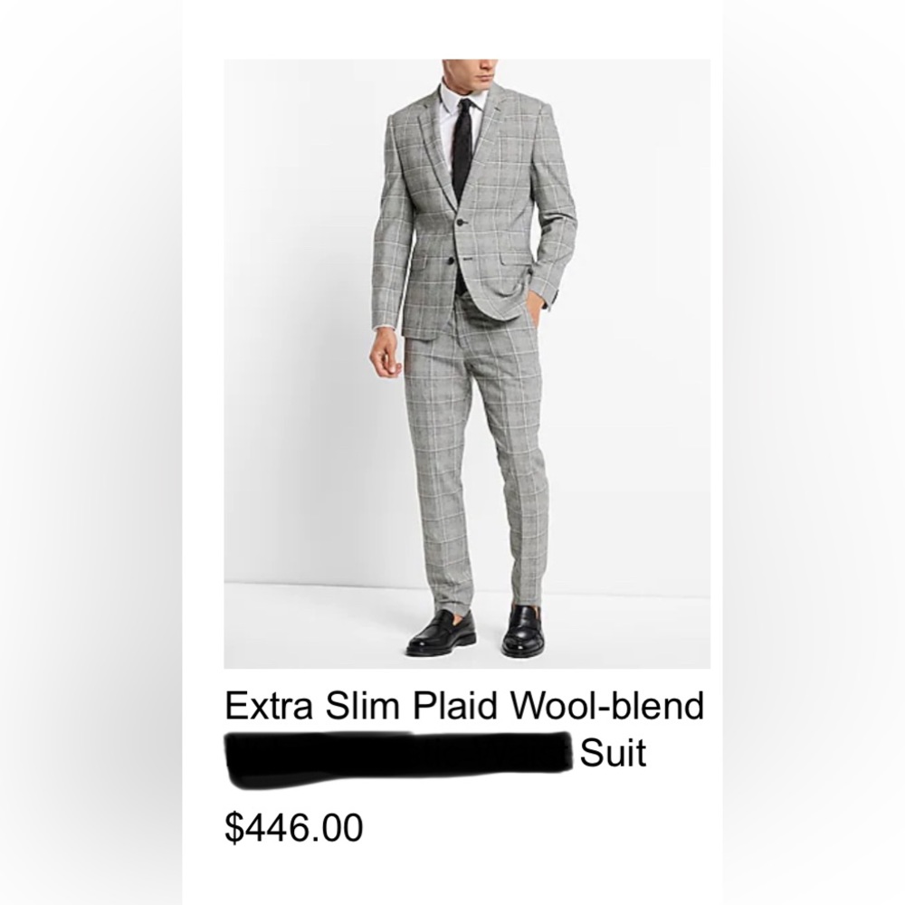 EXPRESS skinny fit, wool-blend, men’s Grey suit jacket and pants